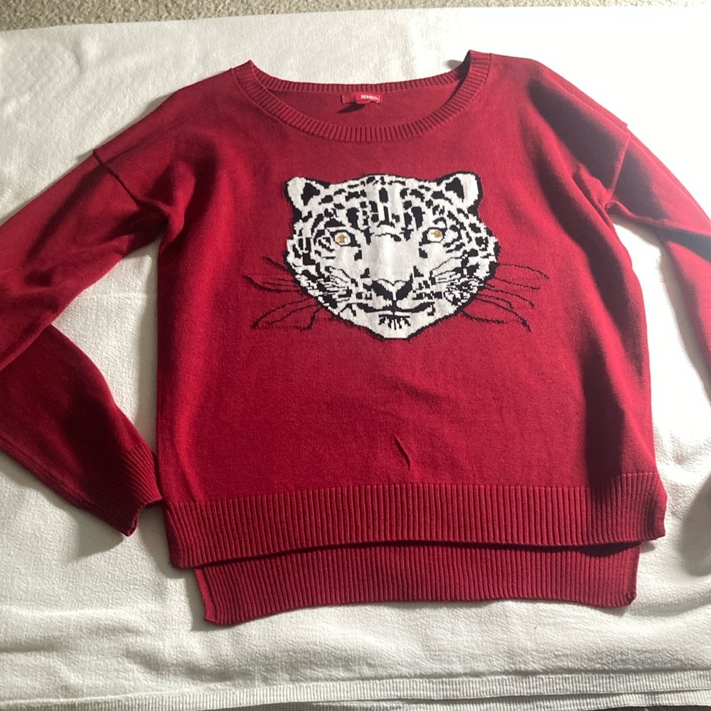 Red leopard sweater